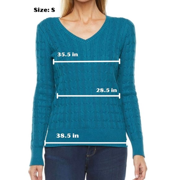 St. John's Bay - Women's V Neck Long Sleeve Pullover Sweater - Blue Coral- Small - Picture 3 of 5